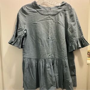 Laroque Peplum Chambray Top | Size S